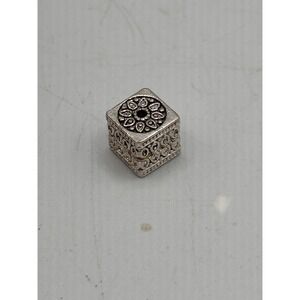 Vintage Square Silver Charm W/ Engraved Pattern